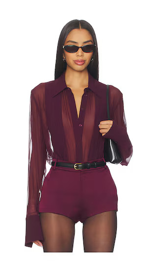 Meghan Panelled Silk Blouse in Bordeaux | Revolve Clothing (Global)