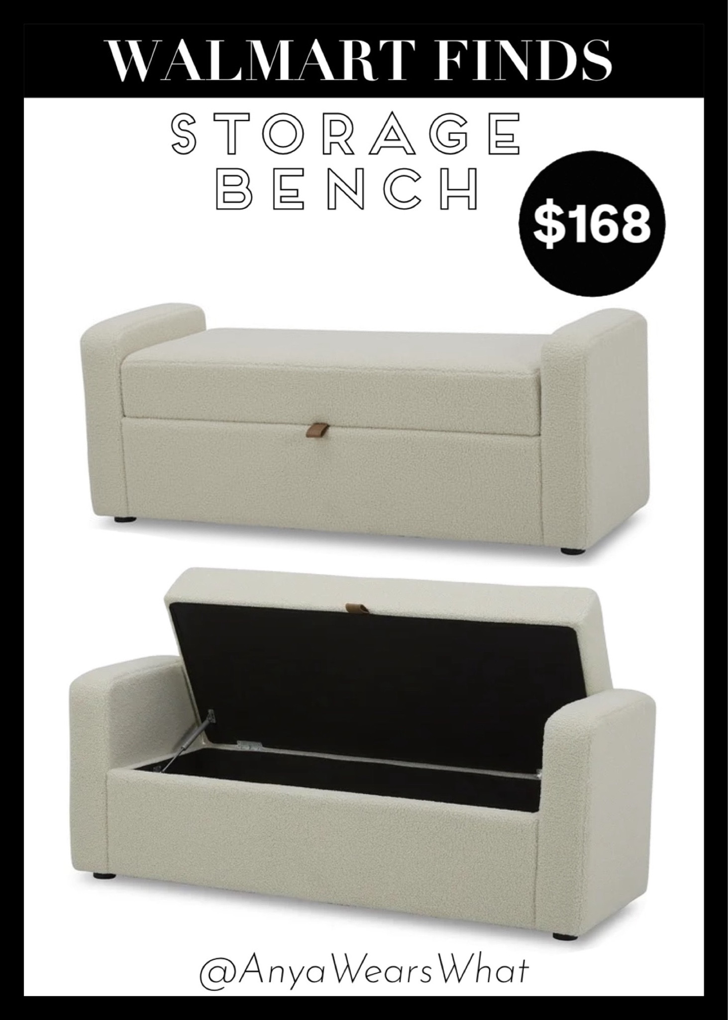 This beautiful Walmart, cream boucle fabric, storage Bench is the perfect addition to any bedroom, providing a stylish seating option and functional. Under $200! 😍

Dimensions: 19.69 x 55.12 x 21.26"

Home, home decor, bench, storage, boucle, sherpa, walmart, deal, sale, bedroom, livingroom, family room.

#spring #springcleaning #decor


#LTKHome #LTKSeasonal #LTKSaleAlert