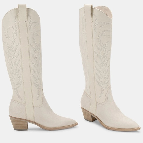 Dolce Vita Solei Western Boot - White Leather Cowgirl Boots | Poshmark