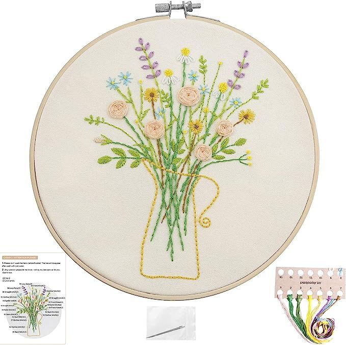 Embroidery Kits with Colorful Flower and Plant Designs; Embroidery Starter Sets with Patterns –... | Amazon (US)