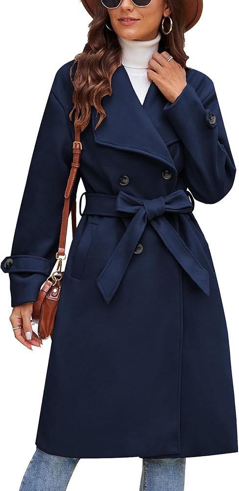 GRACE KARIN 2024 Womens Wool Coat Double Breasted Outwear Lapel Jacket Long Winter Pea Coats Tren... | Amazon (US)