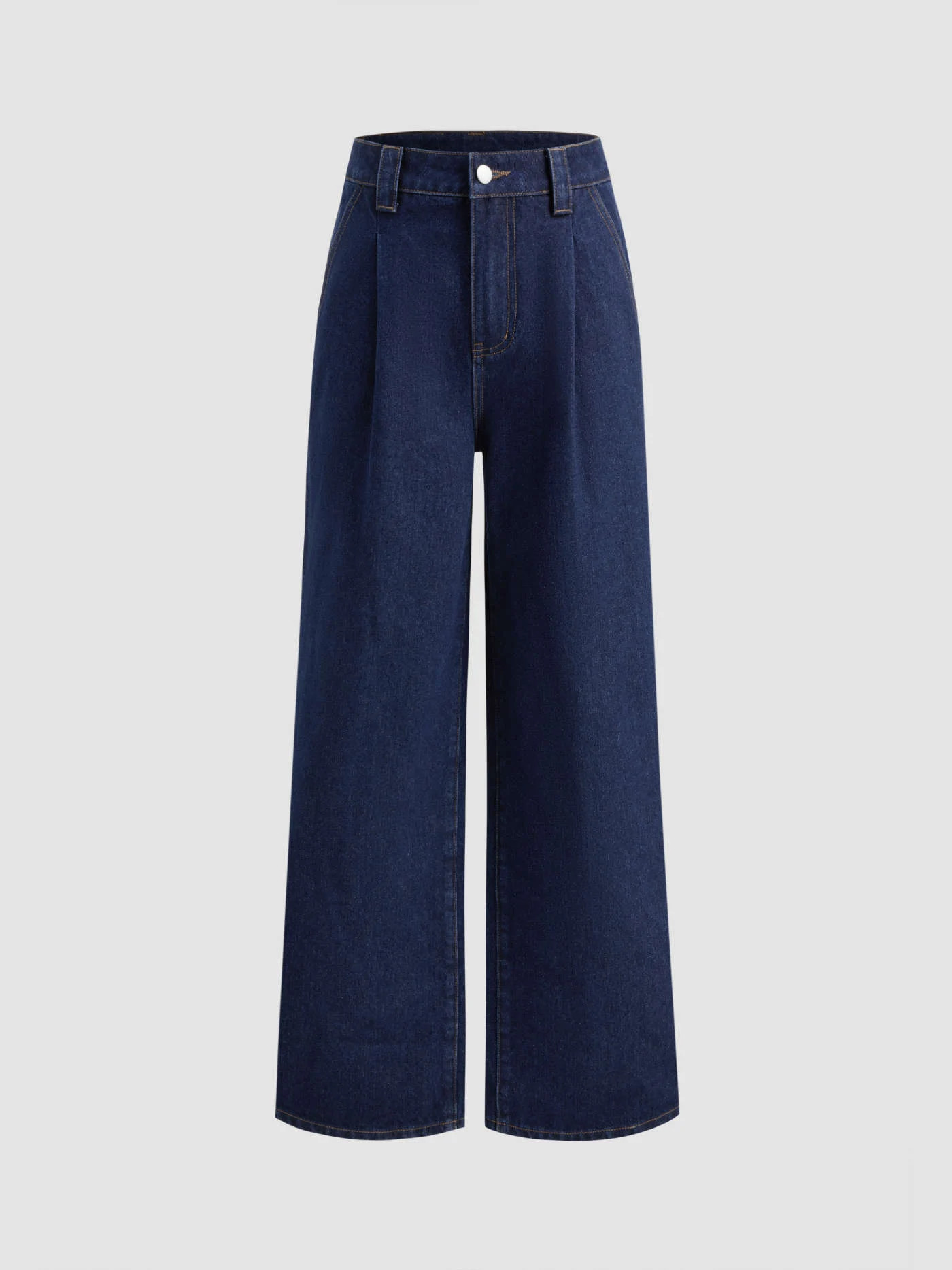 Denim-Hochbund-Pleated Straight Leg Jeans | Cider