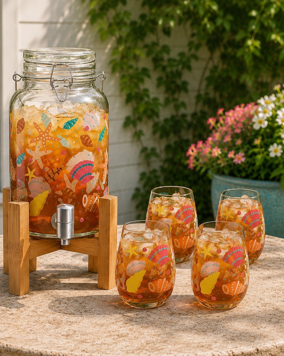 Today is National Iced Tea Day and I’m celebrating the best way I know how - with a refreshing batch of iced tea and the cutest summer pitchers and drinkware to serve it in! The colorful patterns and seasonal designs are perfect for bringing a little extra  charm to your to your summer beverages 😎 And if you're looking for a fun recipe to make for the occasion, my Watermelon Sun Tea recipe on the website is one of my favorite summer drinks! 🍉☀️Check out everything you need to celebrate National Iced Tea Day, from these fun drinkware options to my Watermelon Sun Tea recipe!

Watermelon Sun Tea Recipe

Yield: 1 gallon

EQUIPMENT
    •    1 gallon drink dispenser  
    •    A sharp knife 
    •    A cutting board 

INGREDIENTS
    •    4 cups fresh watermelon with the rind removed
    •    12 tea bags, I used black tea and removed the tag before steeping. 
    •    12 cups filtered water 
    •    Fresh mint for garnish 
    •    Simple syrup (optional)

DIRECTIONS
    1    Start by cutting watermelon into large chunks and making sure the rind is completely removed.
    2    Add the tea bags (with tags removed) to a 1-gallon drink dispenser to steep.
    3    Next, add 12 cups of filtered water and the 4 cups of cubed watermelon to the drink dispenser.
    4    Seal the drink dispenser and take it outdoors to a sunny location.
    5    Let the tea steep out in the sun for 2 hours.
    6    After steeping, use a pair of tongs to take the tea bags out of the dispenser. Serve over ice with fresh mint. If you like sweet tea add simple syrup to your liking. 
    7    Refrigerate any left over tea. (Be sure to enjoy it in the next few days for best freshness.)

#LTKSeasonal #LTKfoodie #LTKHome