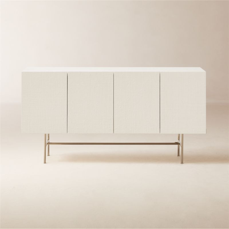 Marfil 60" Ivory Lacquered Grasscloth Media Console + Reviews | CB2 | CB2