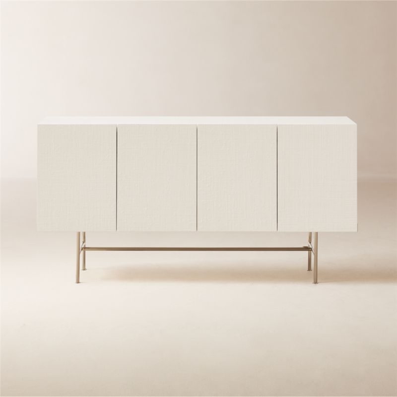 Marfil Ivory Lacquered Grasscloth Media Console 60" + Reviews | CB2 | CB2