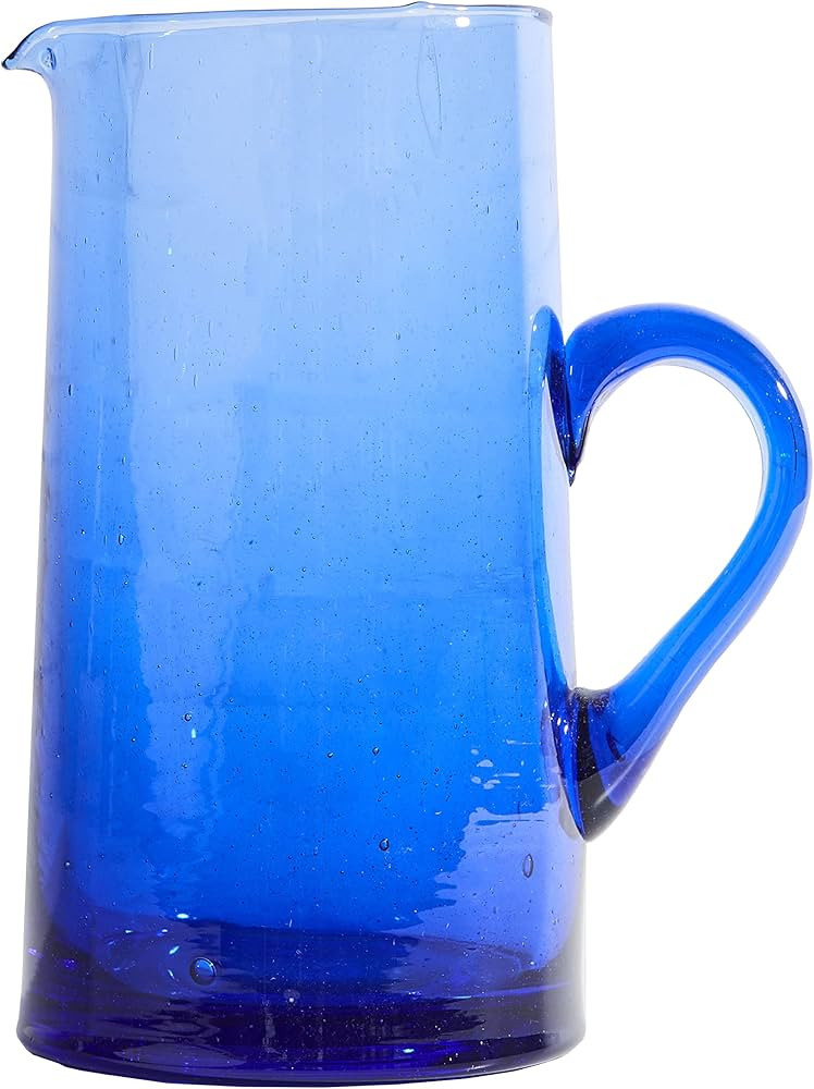 Moroccan Glass Cone Jug by Verve CULTURE | Handblown Water Pitcher, Blue| 36 Fl. Oz. | Amazon (US)