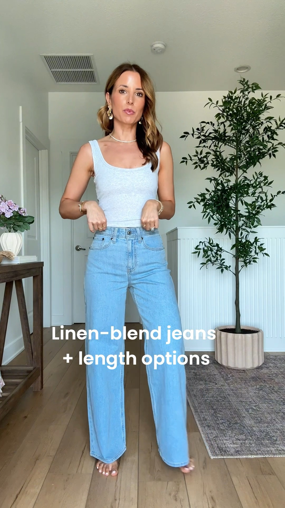 Wearing 24 short in linen-blend jeans (these are the regular style but I will link the curve love version, too). Finally got my hands on the bra-free 90s ribbed scoopneck tank (XXS) . Wearing this to the airport soon - it’s a great base layer! Also love the bra-free 90s cami! Elevated casual. Summer outfit. Fall outfit. Everyday outfit. Mom outfit.

#LTKootd #LTKPetite #LTKTravel