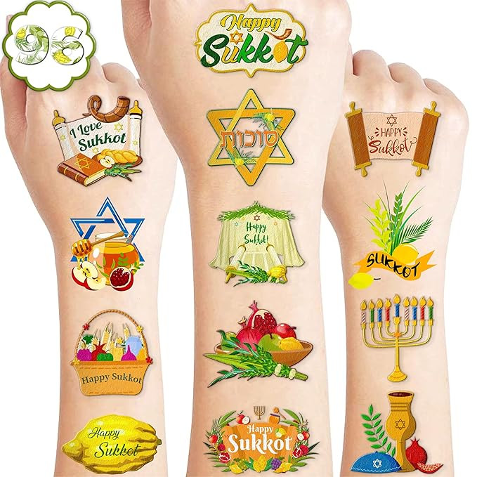 100 PCS Happy Sukkot Sukkah Temporary Tattoos Themed Birthday Party Decorations Favors Supplies D... | Amazon (US)