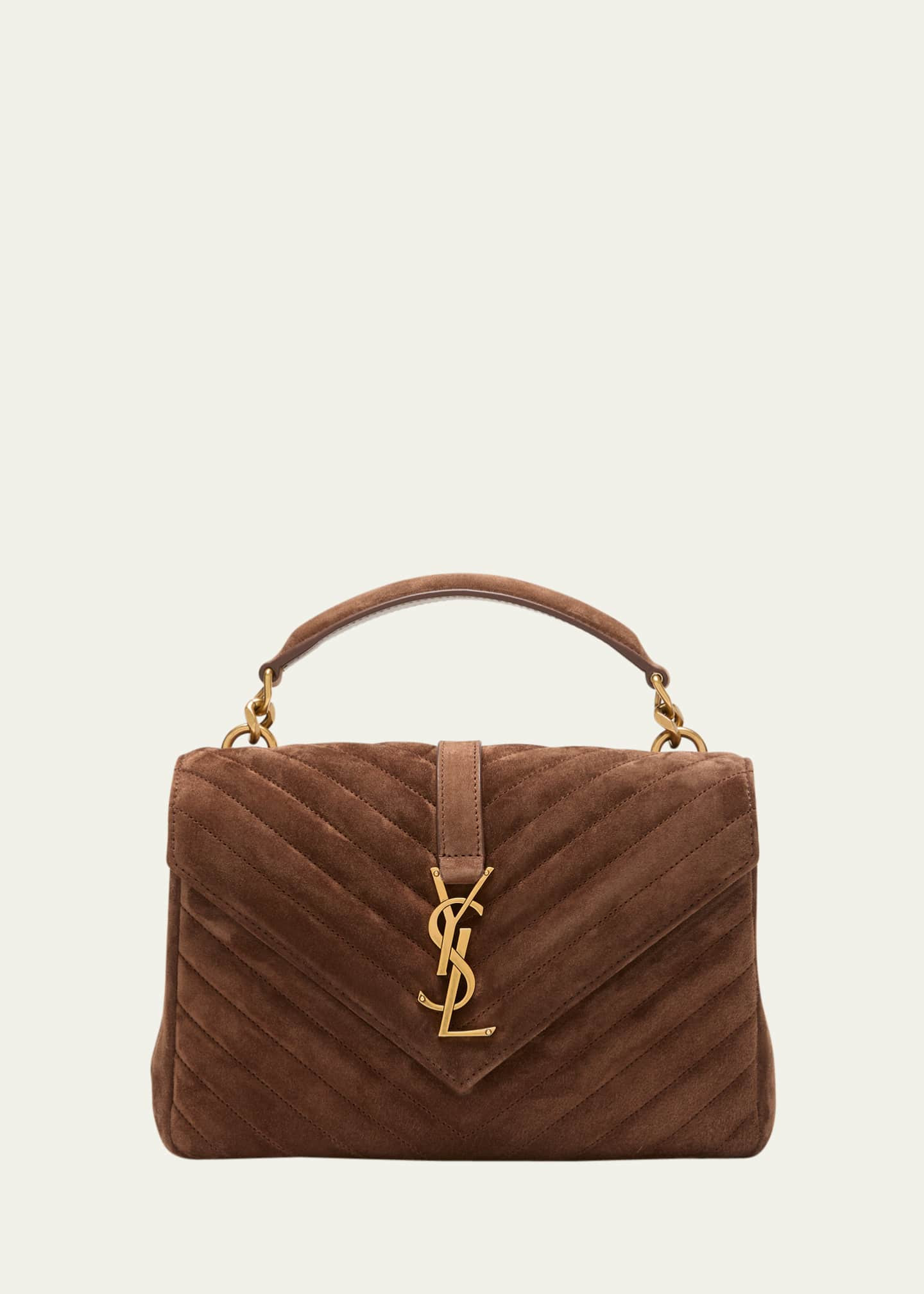 Saint Laurent College Medium YSL Suede Top Handle Bag | Bergdorf Goodman