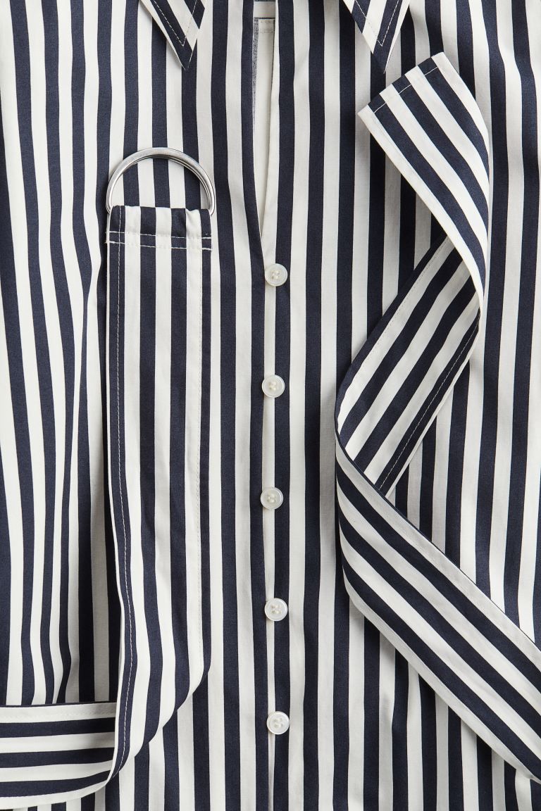 Shirt Dress with Belt - Navy blue/striped - Ladies | H&M US | H&M (US + CA)