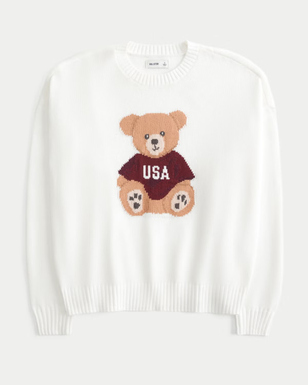 Women's Easy Teddy Bear Graphic Crew Sweater | Women's Tops | HollisterCo.com | Hollister (US)