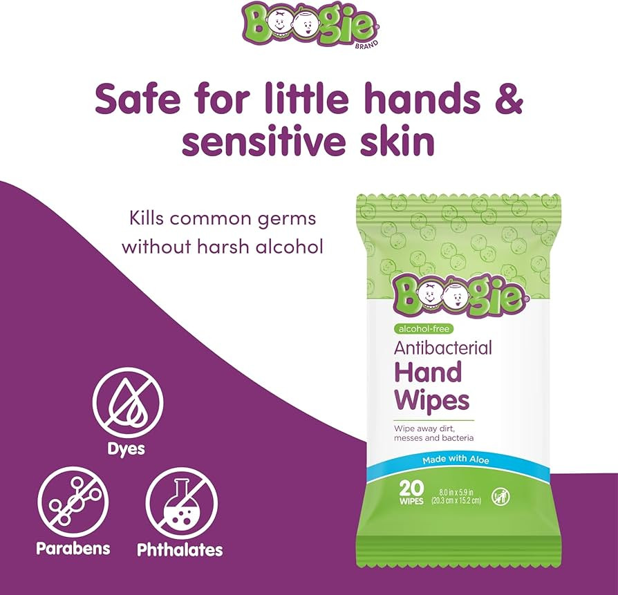Boogie Antibacterial Hand Wipes by Boogie, Alcohol Free, Hypoallergenic and Moisturizing Aloe, fo... | Amazon (US)