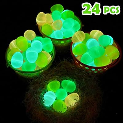 24 Pcs Glow in The Dark Easter Eggs, to Filling Specific Treats,Glow Plastic Easter Eggs for Them... | Amazon (US)