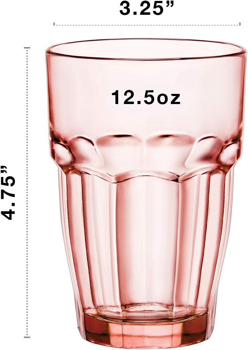 Bormioli Rocco 12.5 oz. Rock Bar Lounge Stackable Long Drink Glass, Peach, Set of 6 | Amazon (US)