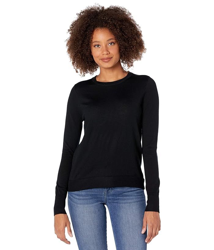J.Crew Margot Crew Neck Sweater (Black) Women's Sweater | Zappos