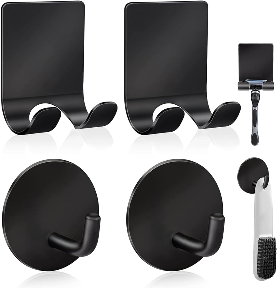 Razor Holder 304 Stainless Steel for Shower + Adhesive Sticky Heavy Duty Waterproof Wall Hooks, P... | Amazon (US)