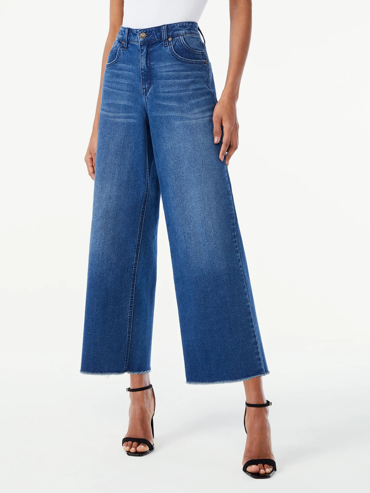 Scoop Women's Marietta Wide Leg Cropped Jeans - Walmart.com | Walmart (US)