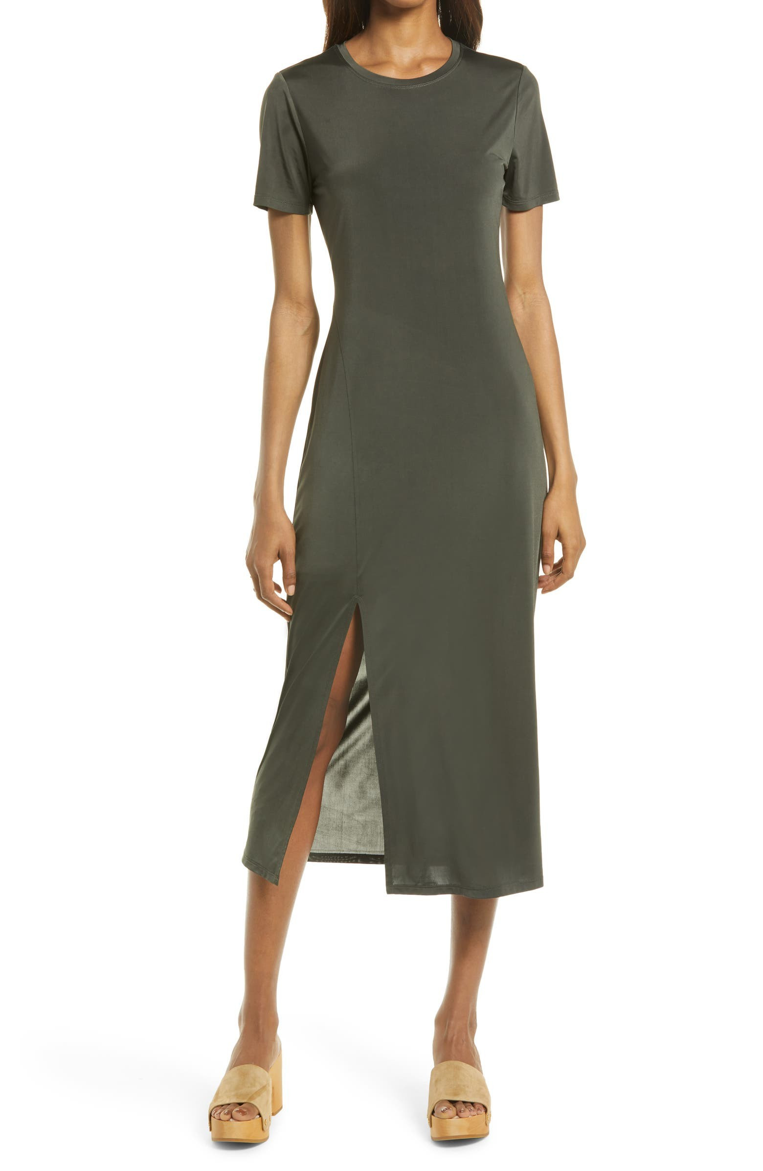 Front Slit Midi T-Shirt Dress | Nordstrom