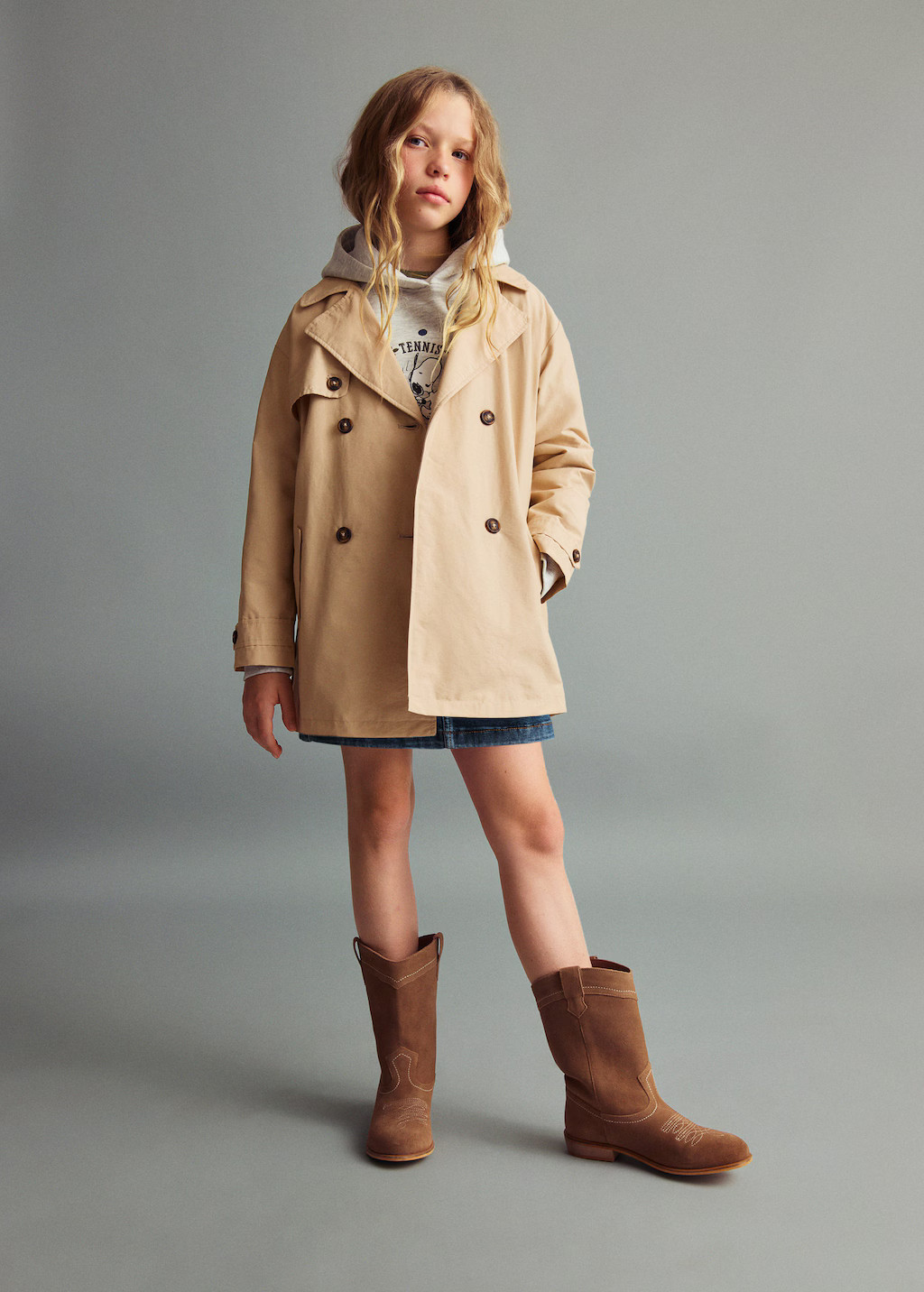 Double-breasted trench coat light/pastel grey - Kids - 11 - MANGO KIDS | Mango (US/MX/AU)
