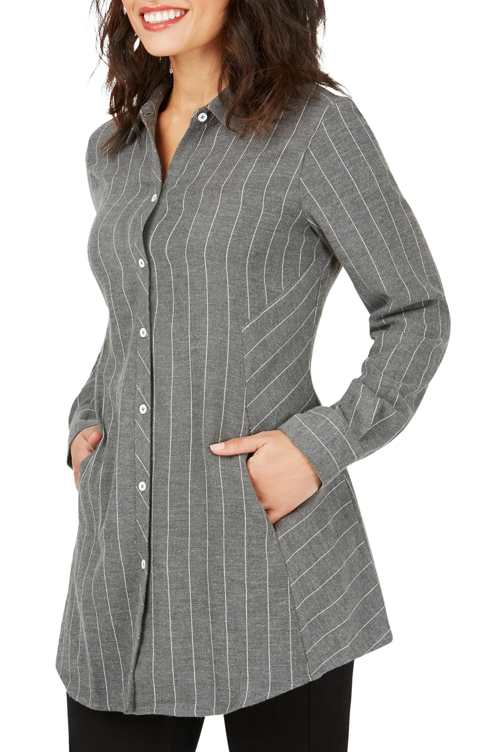 Cici Herringbone Tunic Blouse | Nordstrom