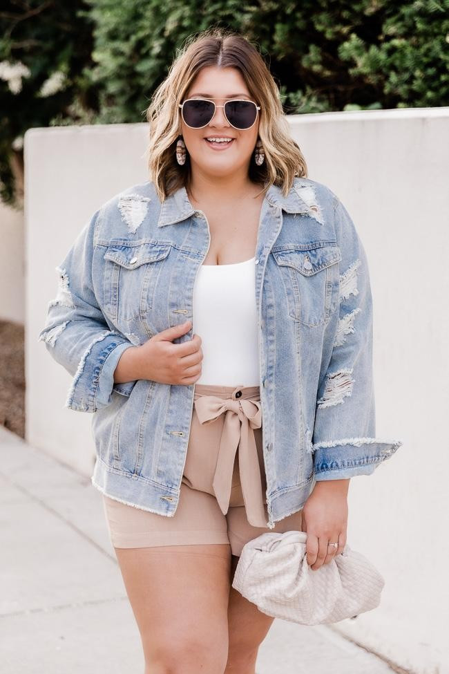 Shades Of You Oversized Distressed Denim Jacket | The Pink Lily Boutique
