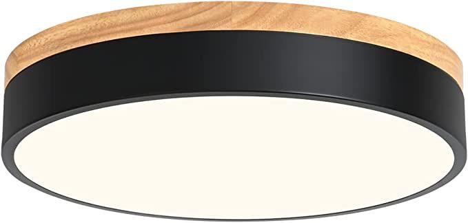 Goomavi Modern Dimmable LED Ceiling Light, Minimalist 11.8" Wood Flush Mount Ceiling Fixtures, Ci... | Amazon (US)