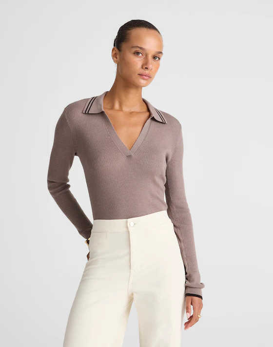 Johnny-Collar Sweater in Merino-Silk Blend | Madewell