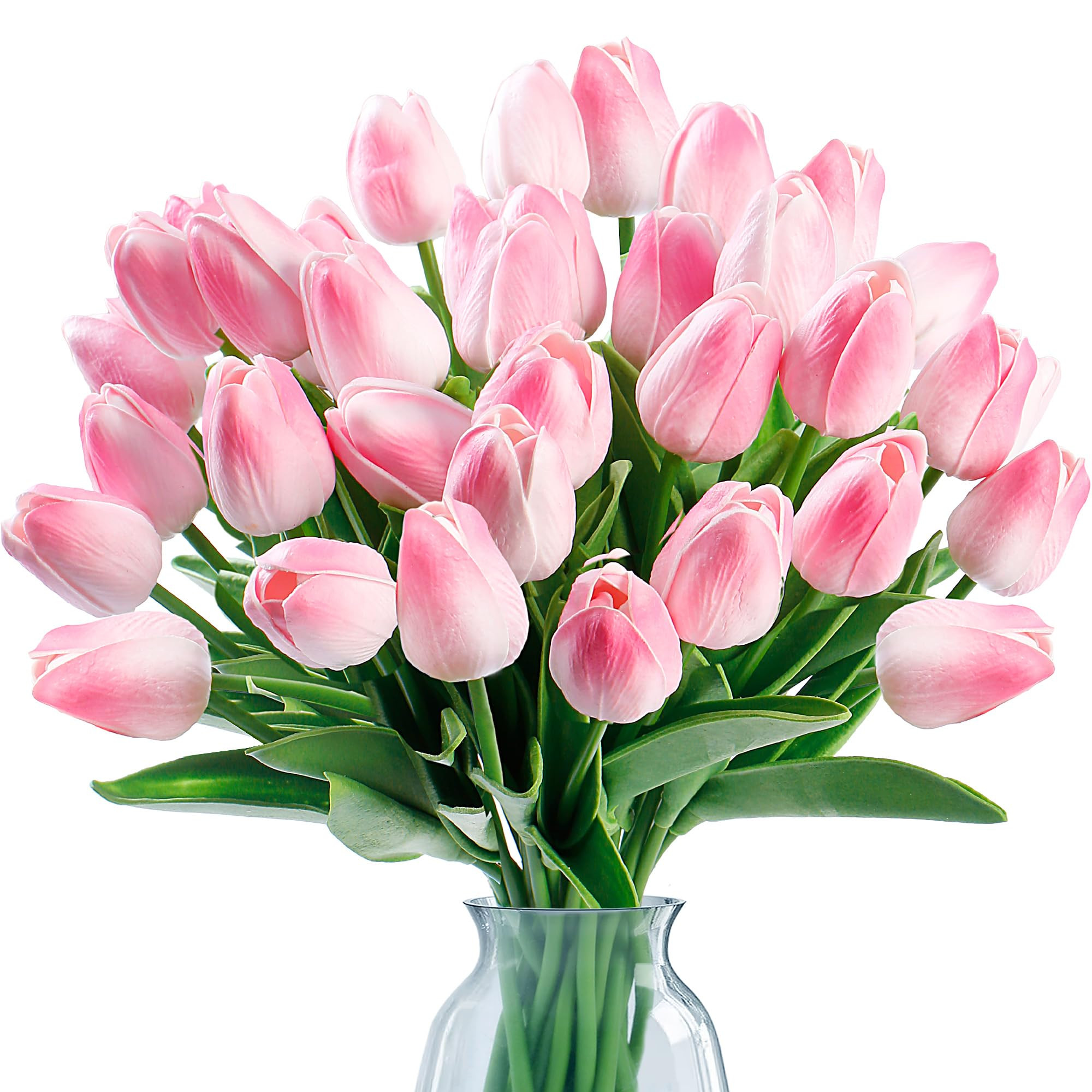 Sggvecsy 15 Pcs Fake Tulips Artificial Flowers Real Touch PU Faux Flowers Tulip Stems for Wedding... | Amazon (US)