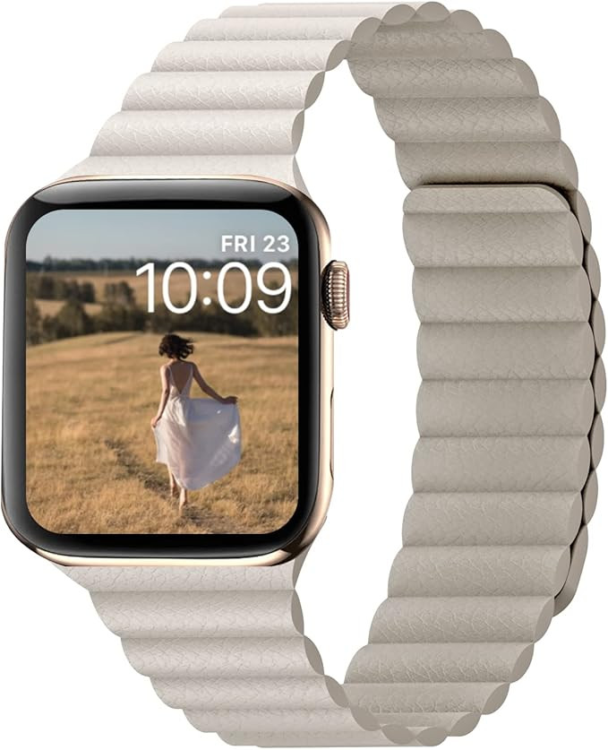 RKS Magnetic Leather Band for Apple Watch - 38mm 40mm 41mm 42mm 44mm 45mm 49mm Compatible With Se... | Amazon (US)