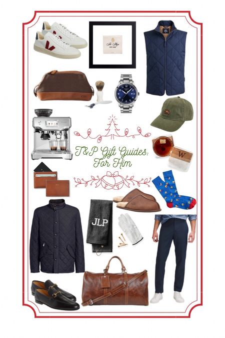 Men’s gift guide, gifts for him, luxury gifts for him, gifts for boyfriend, gifts for dad, matchbox art, quilted vest, quilted jacket, Barbour jacket, abc pants, work pants, leather travel bag, leather duffel bag, comfortable work pants, preppy guy, golf accessories, coasters, baseball cap, luxury watch, espresso machine, toiletries bag, loafers, white leather sneakers, veja, gifts for brother, gifts for bf, wallet, leather card holder, mark and graham 

#LTKHoliday #LTKmens #LTKGiftGuide
