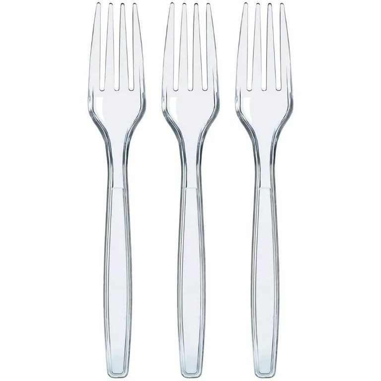 Prestee 100 Clear Plastic Forks | Heavy Duty Plastic Silverware | Fancy Plastic Cutlery | Elegant... | Walmart (US)