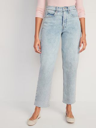 Curvy Extra High-Waisted Button-Fly Sky-Hi Straight Cut-Off Jeans for Women | Old Navy (US)