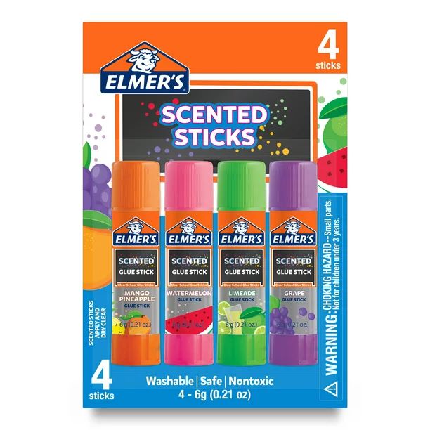 Elmer’s Scented Glue Sticks, School Glue, Clear Color, 6 Grams Each, 4 Count - Walmart.com | Walmart (US)