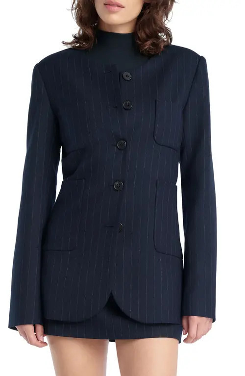 Favorite Daughter The Busy Woman Pinstripe Jacket in Navy Pinstripe at Nordstrom, Size Small | Nordstrom
