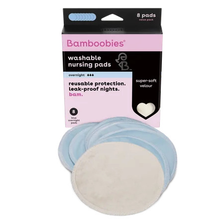 Bamboobies Washable Overnight Nursing Pads for Breastfeeding Reusable Pads (4 Pairs) | Walmart (US)
