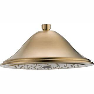 Delta 1-Spray 9.4 in. Single Wall Mount Fixed Rain Shower Head in Champagne Bronze | The Home Depot