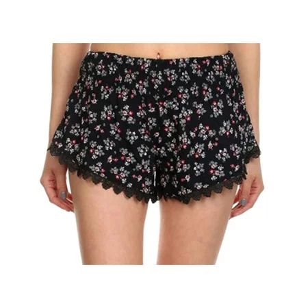 Floral Pattern Pirnt Lace Tassel Shorts for Women L | Walmart (US)