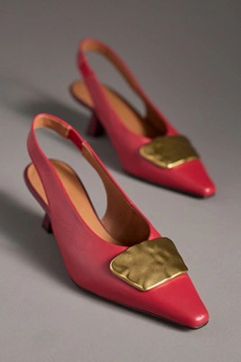 Maeve Hardware Snip-Toe Slingback Kitten Heels | Anthropologie (US)