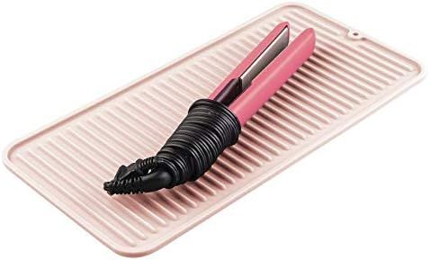 mDesign Silicone Heat-Resistant Hair Care Styling Tool Mat Tray - Rest Curling Irons, Flat Irons,... | Amazon (US)