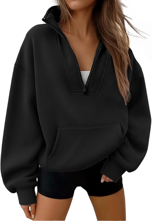 Trendy Queen Womens Sweatshirts Quarter Half Zip Pullover Oversized Hoodies Fall Fashion 2025 Win... | Amazon (US)