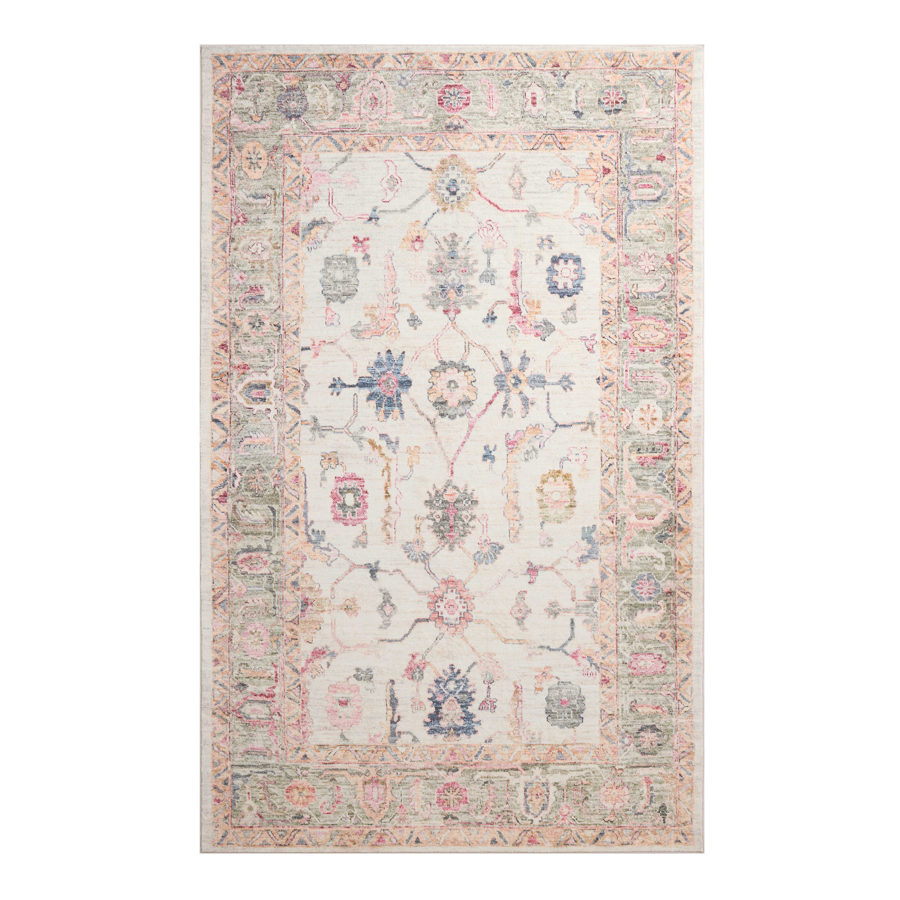 Isidora Ivory Multicolor Traditional Style Washable Area Rug | World Market