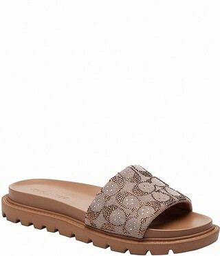 Brynn Crystal Limited Edition Signature Jacquard Slide Sandals | Dillard's
