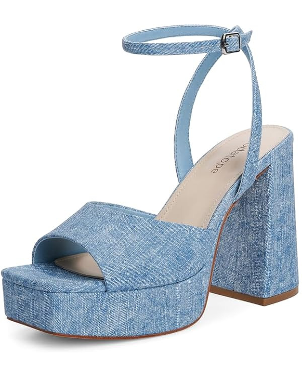Modatope Platform Heels for Women Platform Sandals Womens Chunky Heel Open Toe Pumps Ankle Strap ... | Amazon (US)