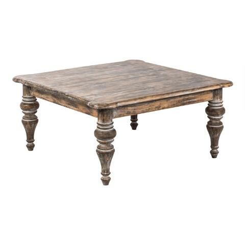Bernie Square Distressed Reclaimed Pine Coffee Table | World Market