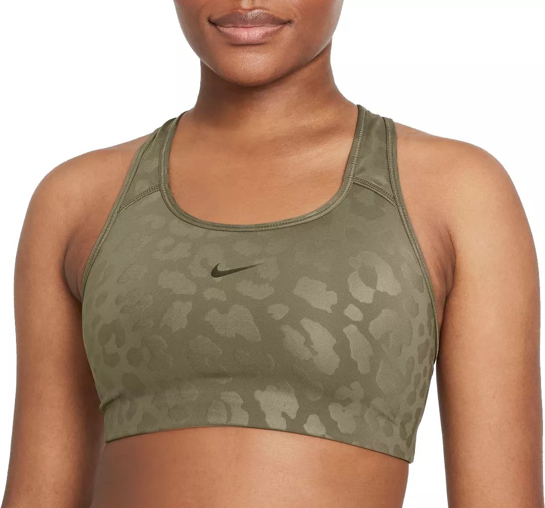 Nike Women's Pro Dri-FIT Swoosh Medium-Support 1-Piece Pad Leopard Sports Bra, XL, Green | Dick's Sporting Goods