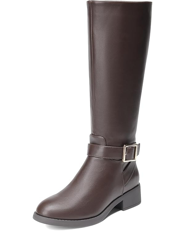DREAM PAIRS Women's Knee High Riding Boots, Comfortable Low Chunky Heel Boots for Women - Hidden ... | Amazon (US)