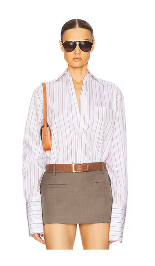 Helsa Classic Fit Stripe Poplin Shirt in Neutral. - size S | Revolve Clothing (Global)