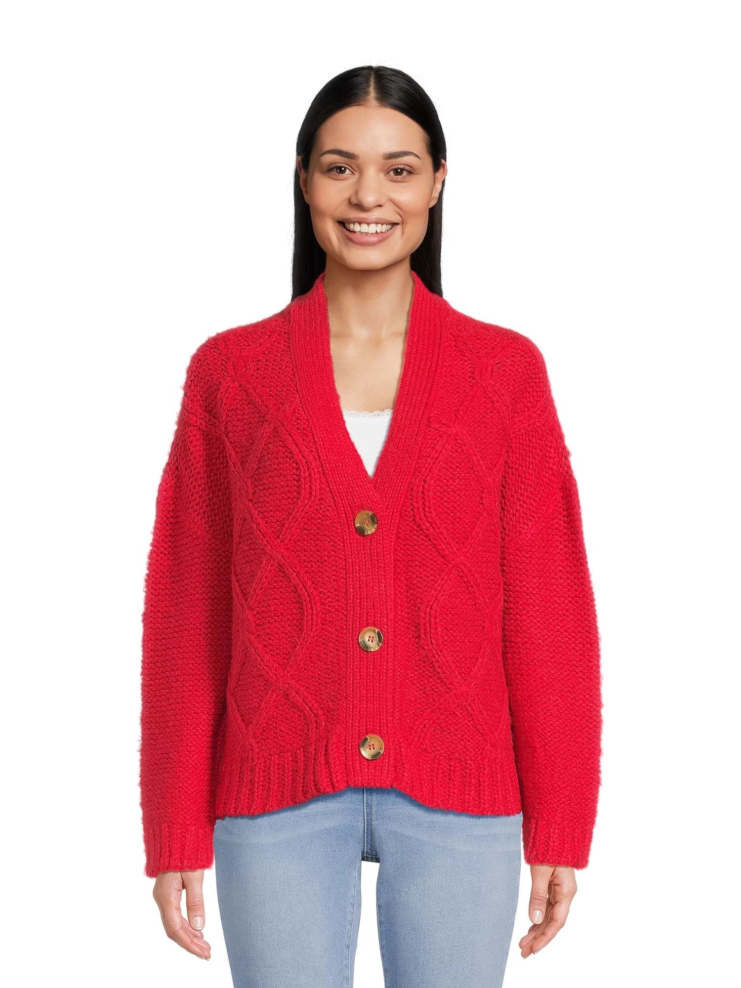 RD Style Women’s Cable Knit Cardigan, Sizes S-3XL | Walmart (US)