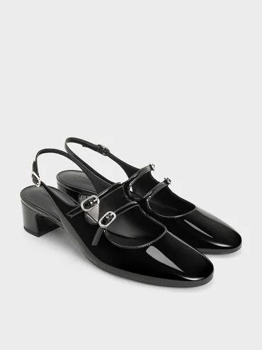 Clementine Double-Strap Slingback Mary Jane Pumps
    
         - Black Box | Charles & Keith US