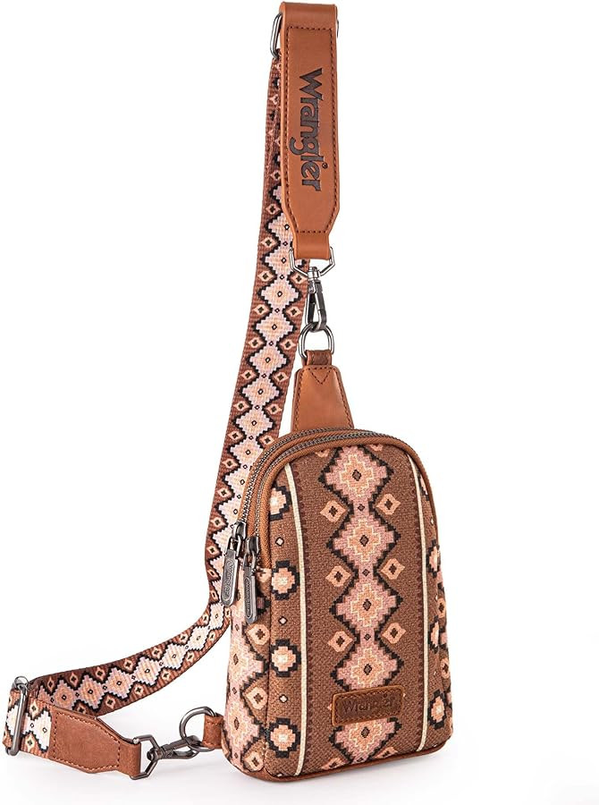 Wrangler Aztec Crossbody Sling Bags for Women Cross Body Purse with Detachable Strap | Amazon (US)